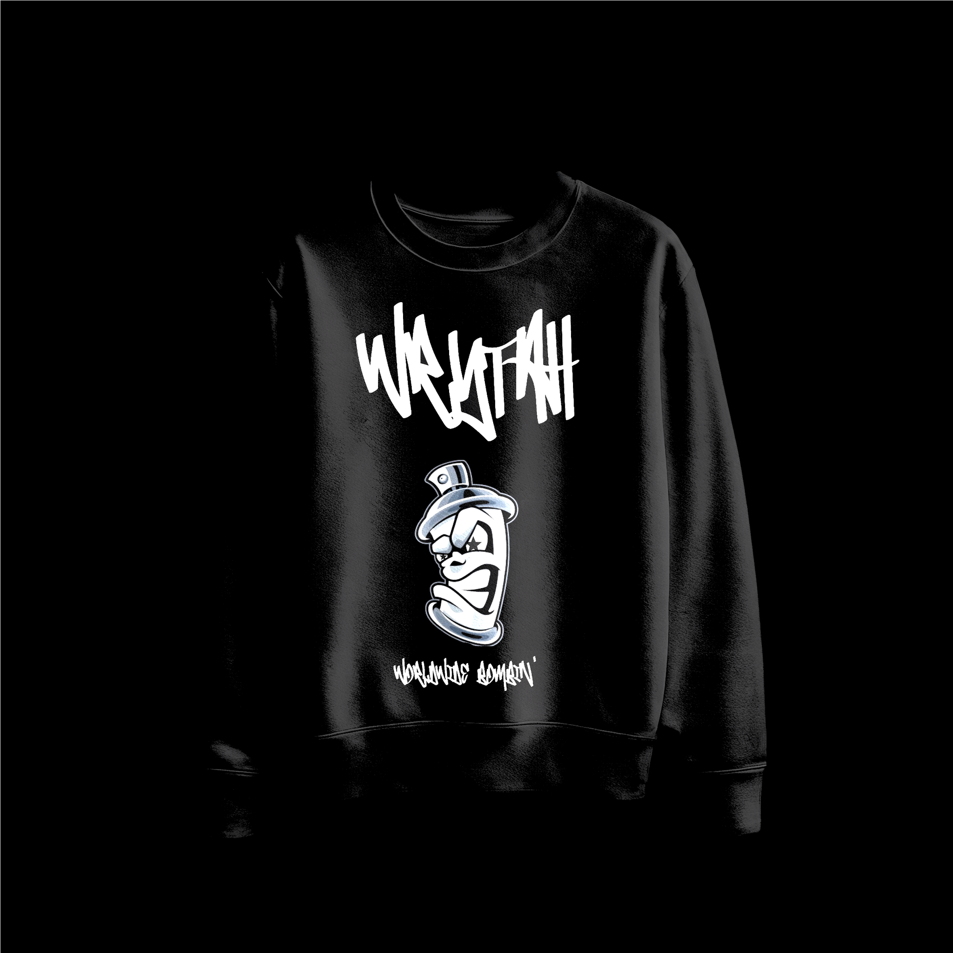 WRYTAH Graffiti Hip Hop Sweatshirt Worldwide Bombin' Black